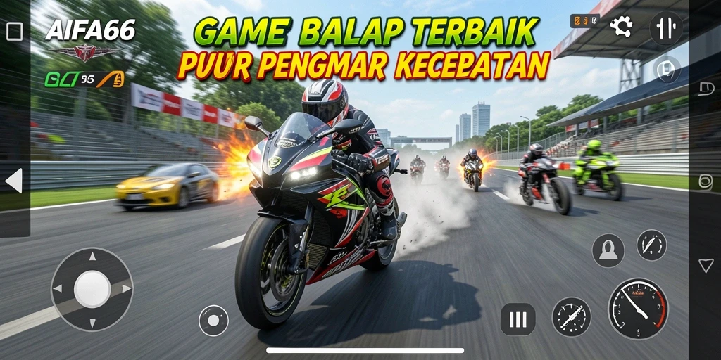 Tangkapan layar AIFA66 menampilkan aksi balap motor yang menegangkan.