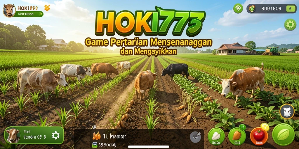 Tampilan gameplay HOKI777 dengan pengalaman pertanian yang menyenangkan.