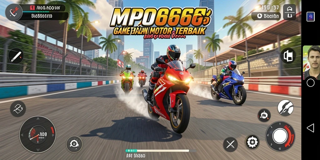 Tampilan menarik dari gameplay MPO666 saat balapan motor.