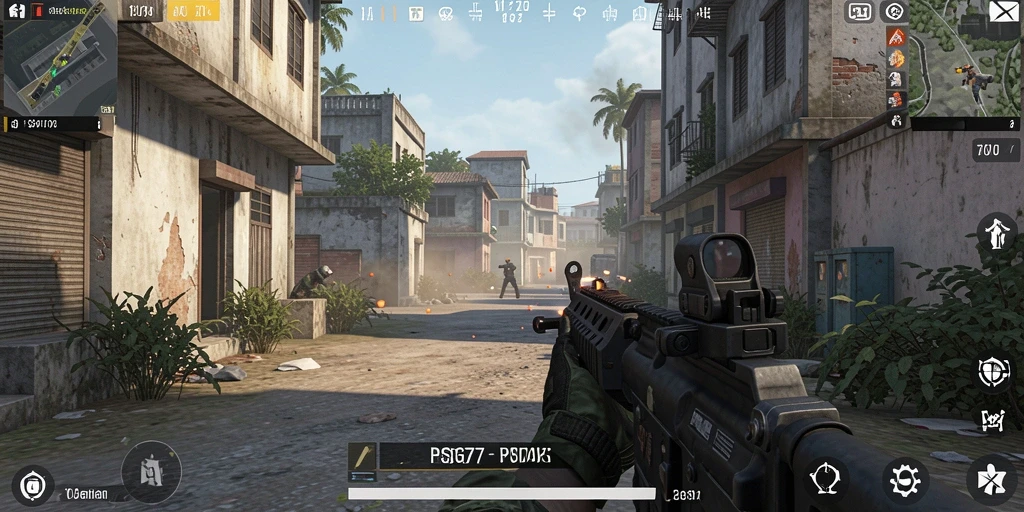 Screenshot aksi mendebarkan dari gameplay FPS PSG77.