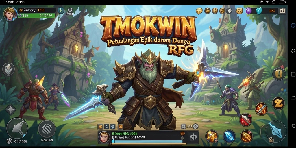 Tampilan gameplay epik TMOKWIN dengan pertarungan yang seru.